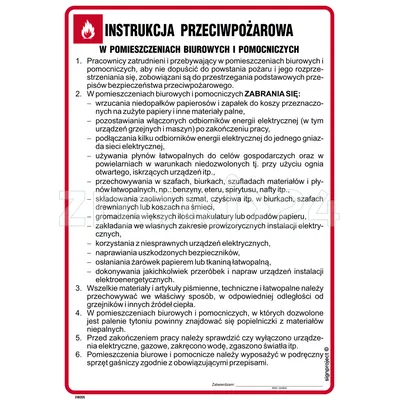 Instrukcja przeciwpożarowa w pomieszczeniach biurowych i pomocniczych - Instrukcja Przeciwpożarowa. Instrukcja Ppoż - DB005 - Instrukcja BHP do wydruku