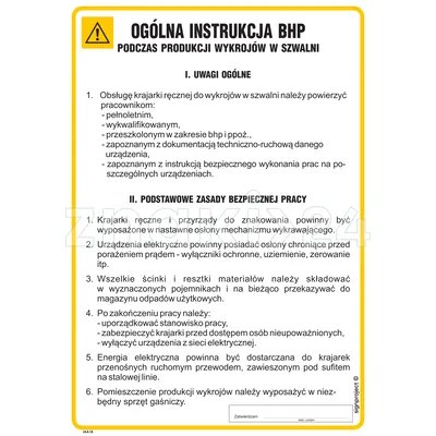 Ogólna instrukcja BHP podczas produkcji wykrojów w szwalni - IAA18 - Instrukcja BHP do wydruku