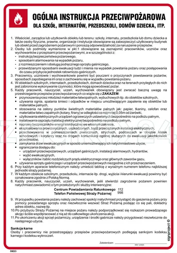 Ogólna instrukcja przeciwpożarowa dla szkół - Instrukcja Przeciwpożarowa. Instrukcja Ppoż - DB023 - Instrukcja BHP do wydruku