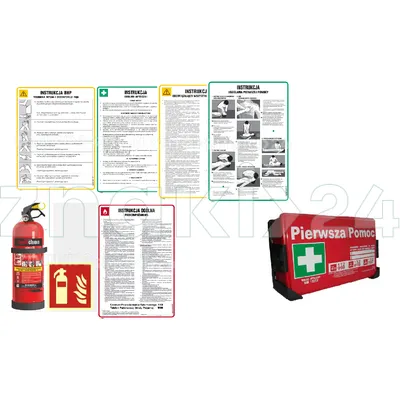Zestaw BHP dla Biura - Gaśnica 2kg, Apteczka, Instrukcje, Znaki