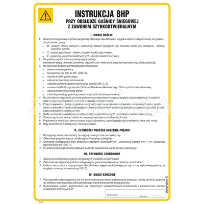 Instrukcja BHP przy obsłudze gaśnicy śniegowej z zaworem szybkootwieralnym - IAA21 - Instrukcja BHP do wydruku