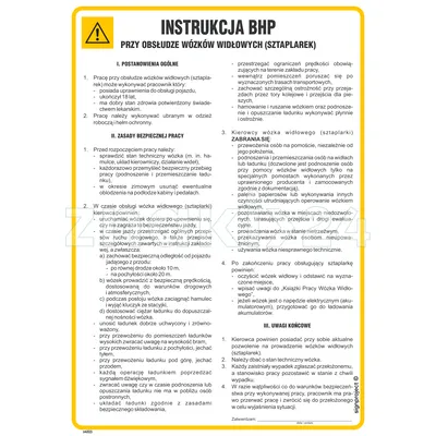 Instrukcja BHP przy obsłudze wózka widłowego - sztaplarki - IAE03 - Instrukcja BHP do wydruku