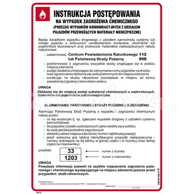 Instrukcja postępowania na wypadek zagrożenia chemicznego - Instrukcja Przeciwpożarowa. Instrukcja Ppoż - DB018 - Instrukcja BHP do wydruku