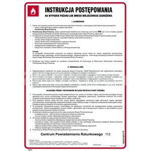 Instrukcja postępowania na wypadek pożaru lub innego miejscowego zagrożenia - Instrukcja Przeciwpożarowa. Instrukcja Ppoż - DB015 - Instrukcja BHP do wydruku