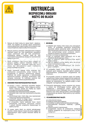 Instrukcja bezpiecznej obsługi nożyc mechanicznych do blach - IAC02 - Instrukcja BHP do wydruku