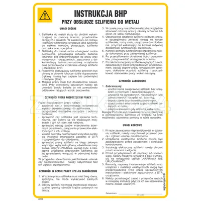 Instrukcja BHP przy obsłudze szlifierki do metali - IAC32 - Instrukcja BHP do wydruku