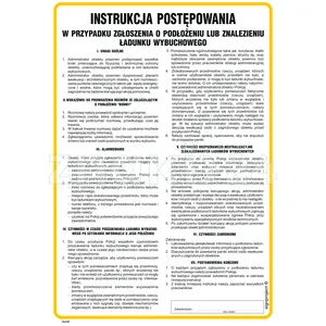 Instrukcja postępowania w przypadku zgłoszenia o podłożeniu lub znalezieniu ładunku wybuchowego - IAA30 - Instrukcja BHP do wydruku