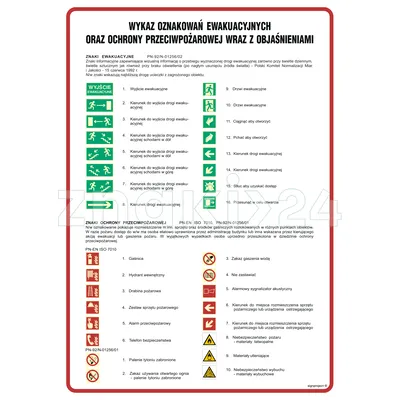 Wykaz oznakowań ewkuacyjnych oraz ppoż. 2 - Znak informacyjny - DC002 - Instrukcja BHP do wydruku