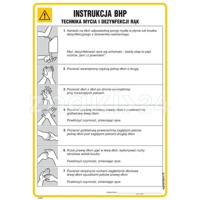 Instrukcja BHP techniki mycia i dezynfekcji rąk - IAA22 - Instrukcja BHP do wydruku