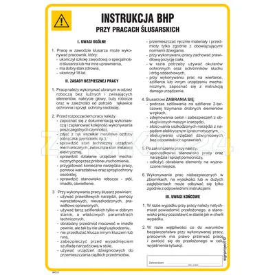 Instrukcja BHP przy pracach ślusarskich - IAC13 - Instrukcja BHP do wydruku