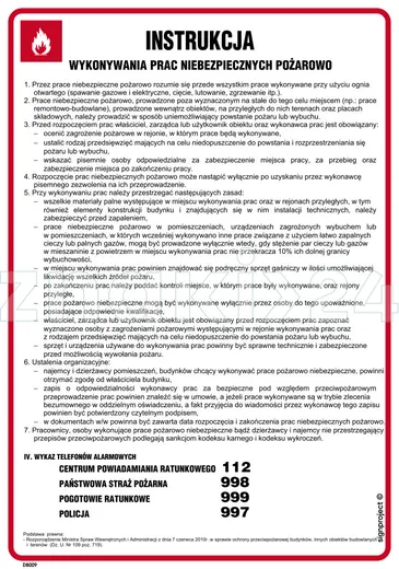 Instrukcja wykonywania prac niebezpiecznych pożarowo - Instrukcja Przeciwpożarowa. Instrukcja Ppoż - DB009 - Instrukcja BHP do wydruku