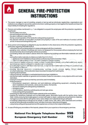 General fire - protection instructions. Instrukcja ogólna przeciwpożarowa (wersja angielska) - Instrukcja Przeciwpożarowa. Instrukcja Ppoż - DB002 - Instrukcja BHP do wydruku