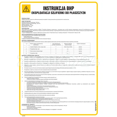 Instrukcja BHP eksploatacji szlifierki do płaszczyzn - IAC10 - Instrukcja BHP do wydruku