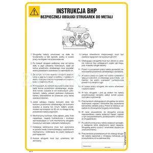 Instrukcja BHP bezpiecznej obsługi strugarek do metali - IAC14 - Instrukcja BHP do wydruku