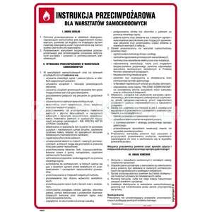 Instrukcja przeciwpożarowa dla warsztatów samochodowych - Instrukcja Przeciwpożarowa. Instrukcja Ppoż - DB027 - Instrukcja BHP do wydruku