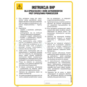 Instrukcja BHP dla sprzątaczek i osób zatrudnionych przy sprzątaniu - IAA13 - Instrukcja BHP do wydruku