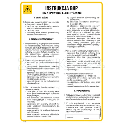 Instrukcja BHP przy spawaniu elektrycznym - IAC20 - Instrukcja BHP do wydruku