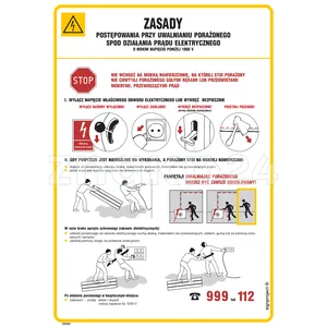 Zasady postępow.przy uwalnianiu porażonego spod działania prądu elektr. o niskim napięciu poniżej 10 - DD020 - Instrukcja BHP do wydruku