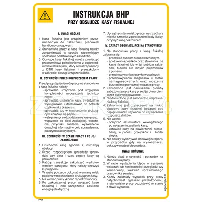 Instrukcja BHP przy obsłudze kasy fiskalnej - IAA28 - Instrukcja BHP do wydruku