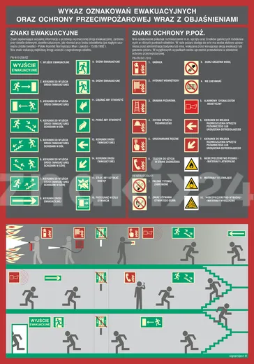 Wykaz oznakowań ewkuacyjnych oraz ppoż. 1 - Znak informacyjny - DC001 - Instrukcja BHP do wydruku