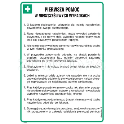 Pierwsza pomoc w nieszczęśliwych wypadkach - DD002 - Instrukcja BHP do wydruku