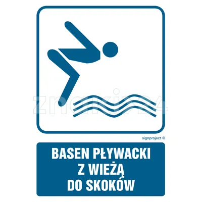 Basen pływacki z wieżą do skoków - Znak informacyjny - RD006