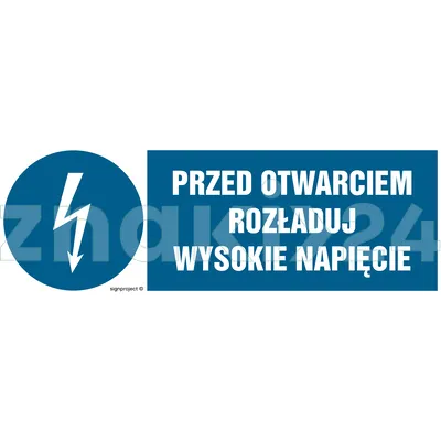 Przed otwarciem rozładuj wysokie napięcie - Znak elektryczny - HF006