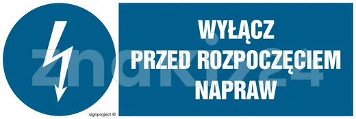 Wyłącz przed rozpoczęciem napraw - Znak elektryczny - HF018