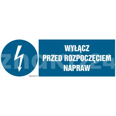 Wyłącz przed rozpoczęciem napraw - Znak elektryczny - HF018