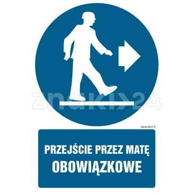 Przejście przez matę obowiązkowe - Znak BHP - GL033