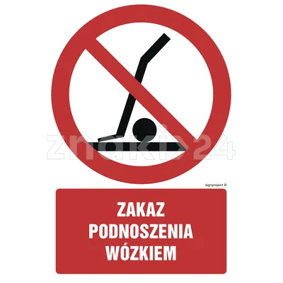 Zakaz podnoszenia wózkiem - Znak BHP - GC035