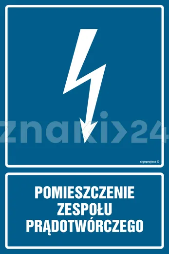 Pomieszczenie zespołu prądotwórczego - Znak elektryczny - HG035