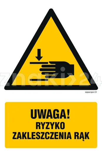 Uwaga ryzyko zakleszczenia rąk - Znak BHP - GF045