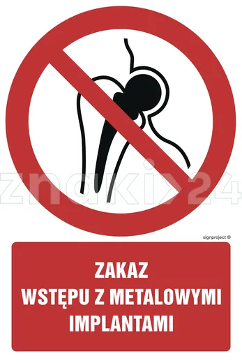 Zakaz wstępu zmetalowymi przedmiotami - Znak BHP - GC069