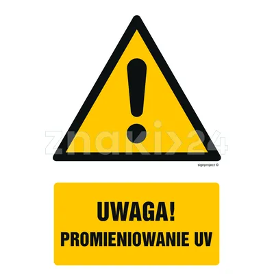 Uwaga promieniowanie UV - Znak BHP - GF050