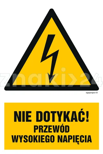 Nie dotykać przewód wysokiego napięcia - Znak elektryczny - HA021