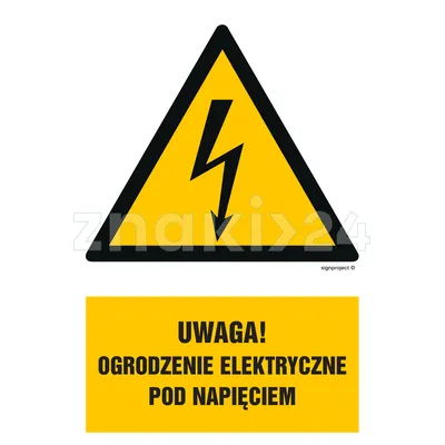 Uwaga ogrodzenie elektryczne pod napięciem - Znak elektryczny - HA020