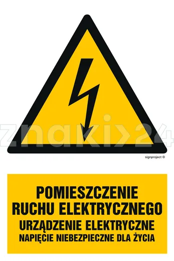 Pomieszczenie ruchu elektrycznego urządzenie elektryczne napięcie niebezpieczne dla życia - Znak elektryczny - HA028