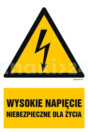 Wysokie napięcie niebezpieczne dla życia - Znak elektryczny - HA004