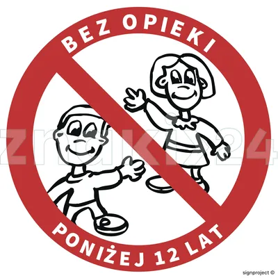 Zakaz pozostawiania bez opieki dzieci poniżej 12 lat - Znak BHP - GB035