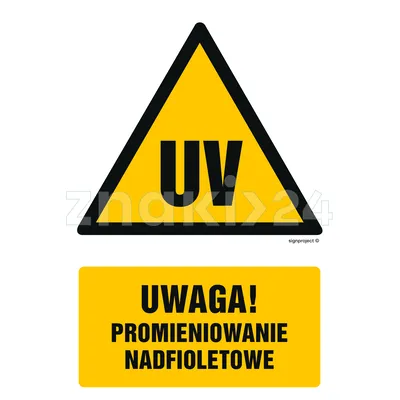 Uwaga promieniowanie nadfioletowe - Znak BHP - GF051