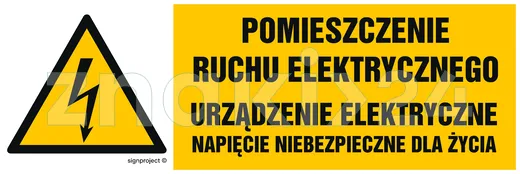 Pomieszczenie ruchu elektrycznego urządzenie elektryczne napięcie niebezpieczne dla życia - Znak elektryczny - HB026