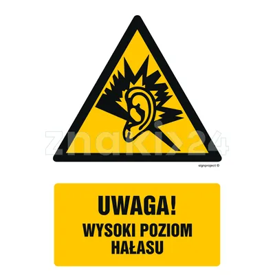 Uwaga - wysoki poziom hałasu - Znak BHP - GF028