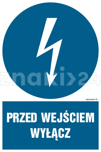 Przed wejściem wyłącz - Znak elektryczny - HE003