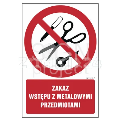 Zakaz wstępu z metalowymi przedmiotami - Znak BHP - GC069