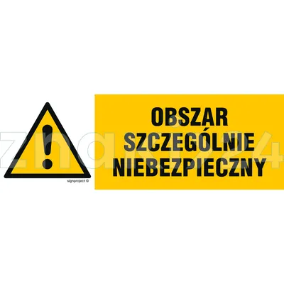 Obszar szczególnie niebezpieczny - Znak ostrzegawczy. Znak informacyjny - NA003