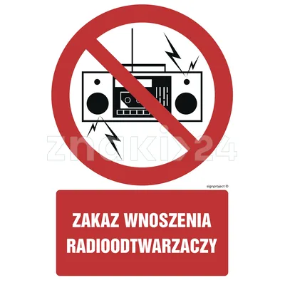 Zakaz wnoszenia radioodtwarzaczy - Znak BHP - GC048