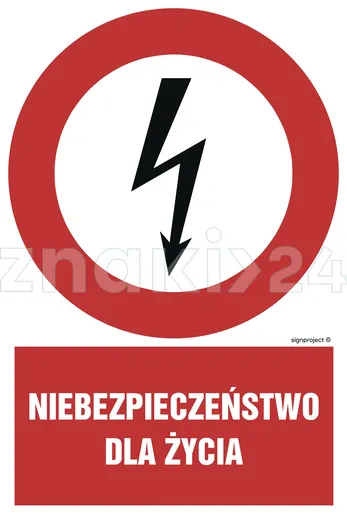 Niebezpieczeństwo dla życia - Znak elektryczny - HC001