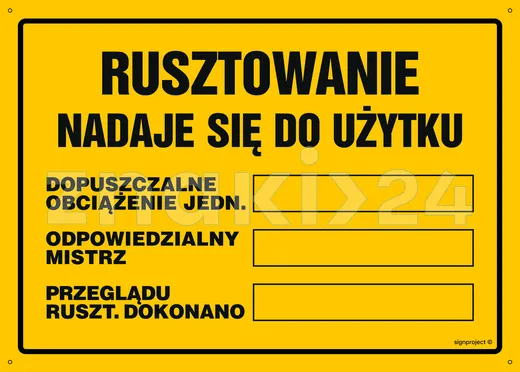 Rusztowanie nadaje się do użytku ... - Tablica budowlana informacyjna - OA146