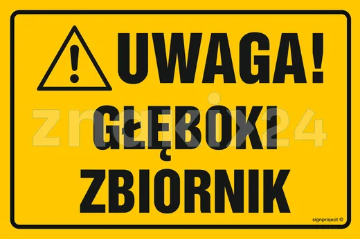 Uwaga głęboki zbiornik - Znak ostrzegawczy. Znak informacyjny - NC082